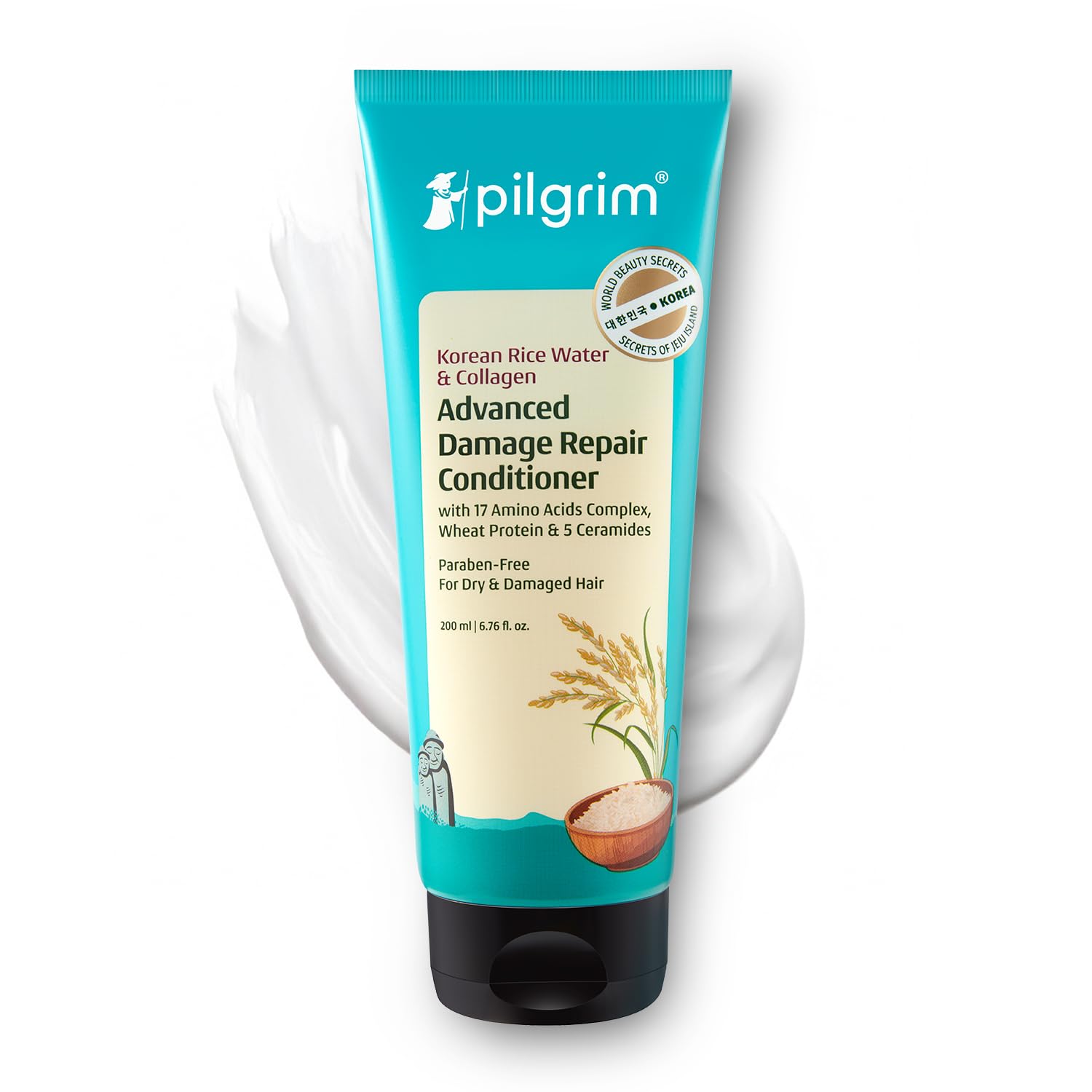 

Pilgrim Korean Rice Water Collagen Damage Repair Conditioner 200ml Pack Deep Nourishment & Shine