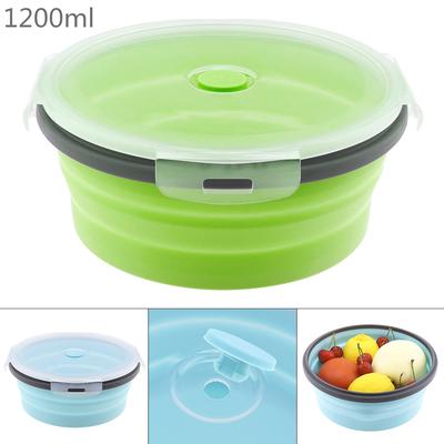 1200ML přenosný kruhový silikonový škálovatelný skládací box na oběd Bento box