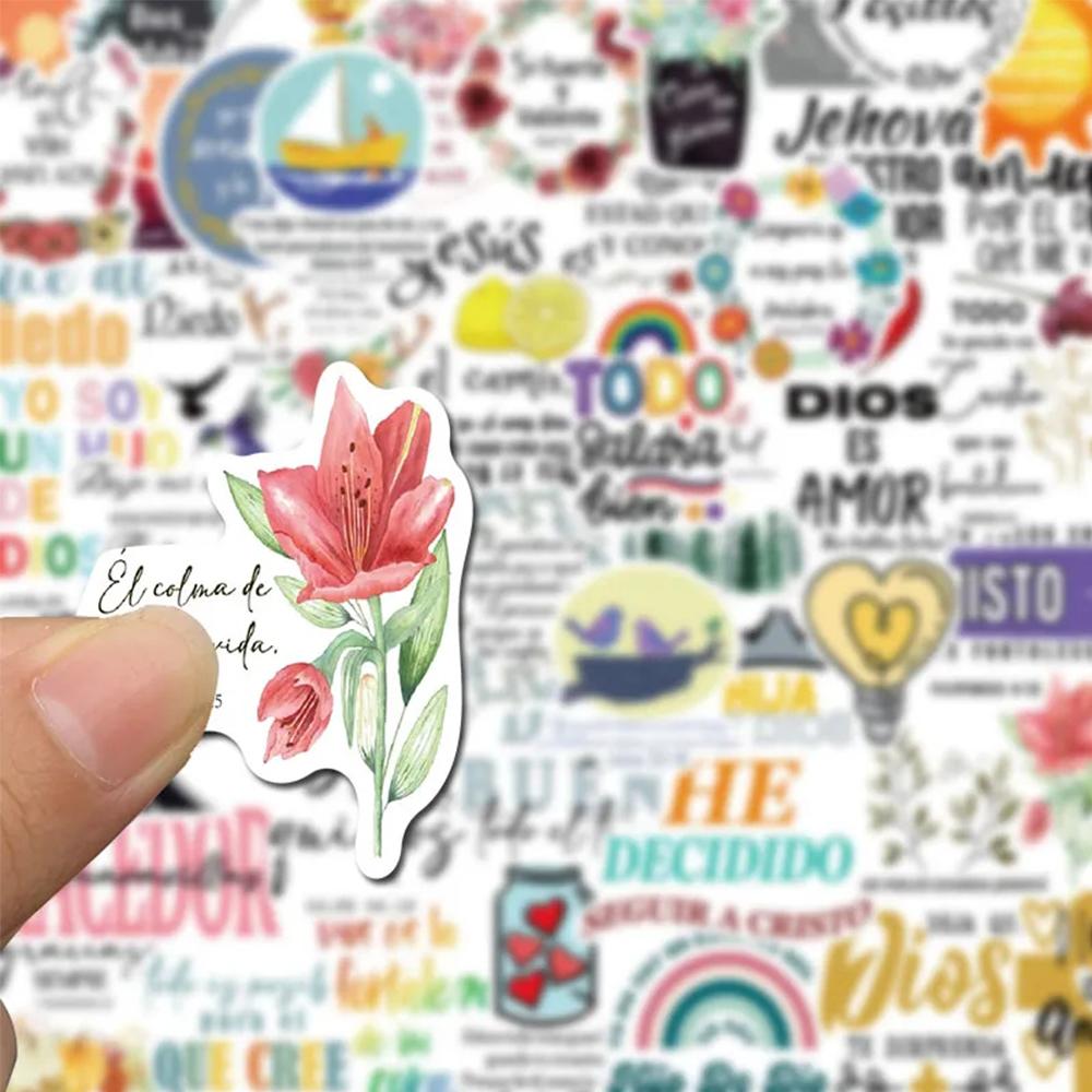 10/30/50PCS Cute Spanish Bible Graffiti Sticker Aesthetic Waterproof DIY Laptop Phone Case Stationery Decoration Sticker Gifts