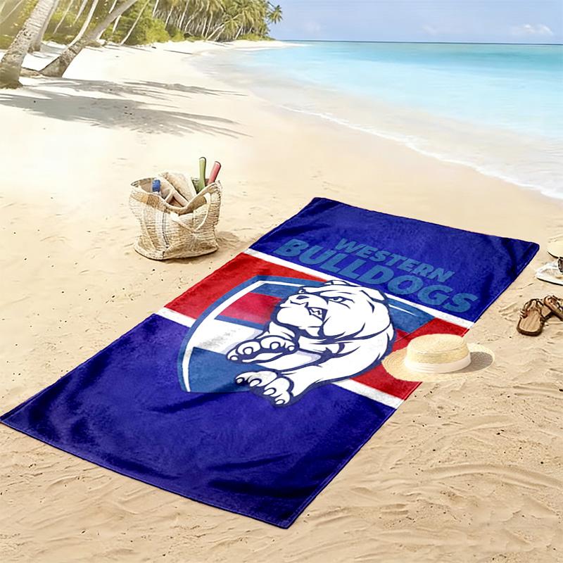 Western Bulldogs Print Beach Towel, Large Soft Quick Dry Towel for Beach Camping Swimming