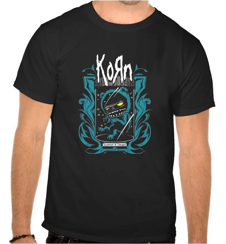 Unisex Tees 100% cotton Men's Women's Korn Rock Music Logo Black T-SHIRT -1073-