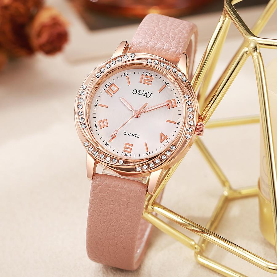 Modische Damen-Quarzuhr Studenten-Freizeit-Dekorationsuhr Strassstein-Gehäuse Damen-Uhr Damen-Uhr