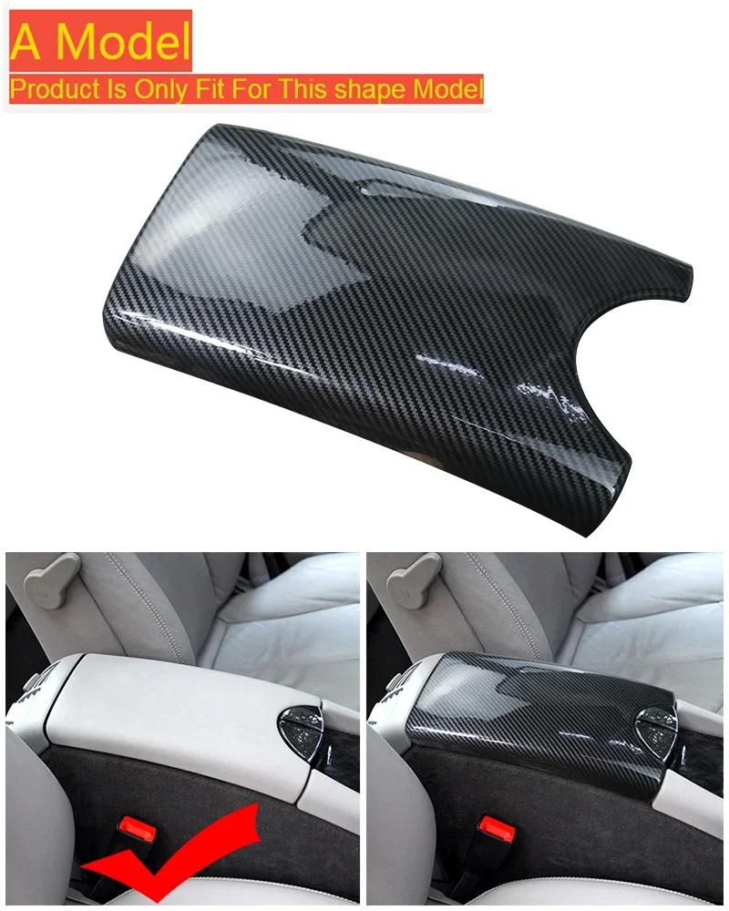 

Hot Interior Mouldings Carbon fiber Car Center Console Lid panel Armrest Box Trim Protective Cover Stickers For Mercedes Benz E