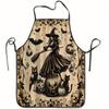 1pc Witch Broom Pumpkins Halloween-Themed Polyester Apron Sleeveless, Lightweight Durable for Home Kitchen Baking Grilling