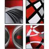 Outus 4 Pcs No Framed Modern Multi Colors Abstract Wall Art Red Silver and Black Minimalist Block Line Abstract Art Prints Paper for Wall Living