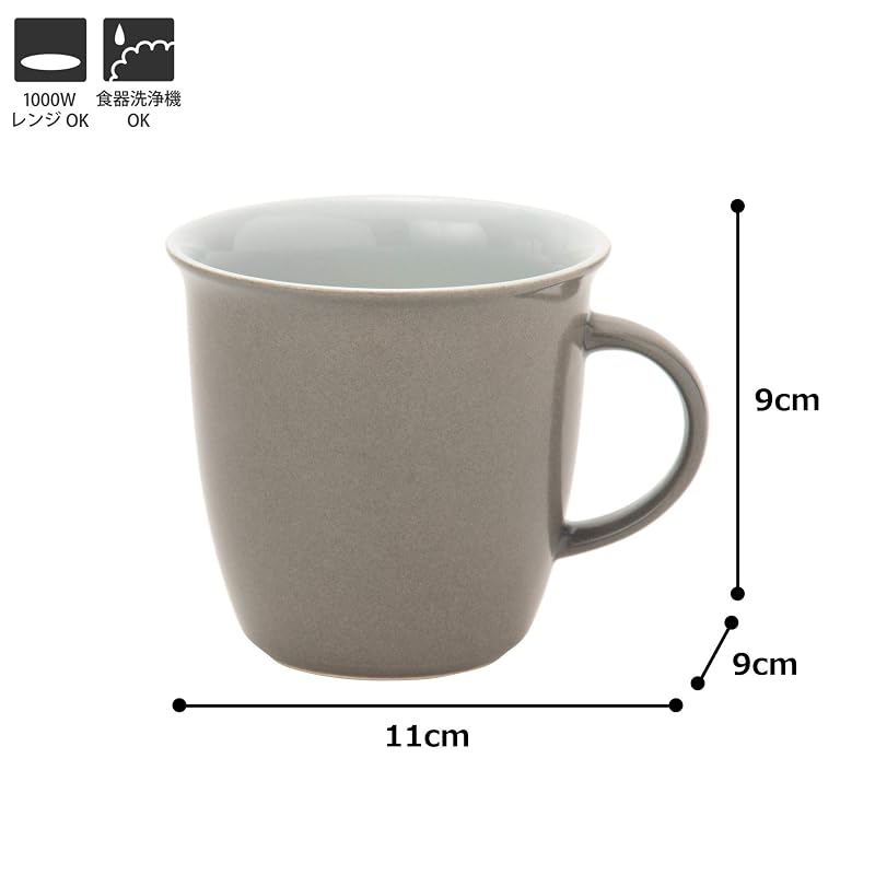 MIKASA Mug, Gray, 9cm Diameter X 9cm Height, 320ml, Microwave, Dishwasher, and Oven Safe, T-784068