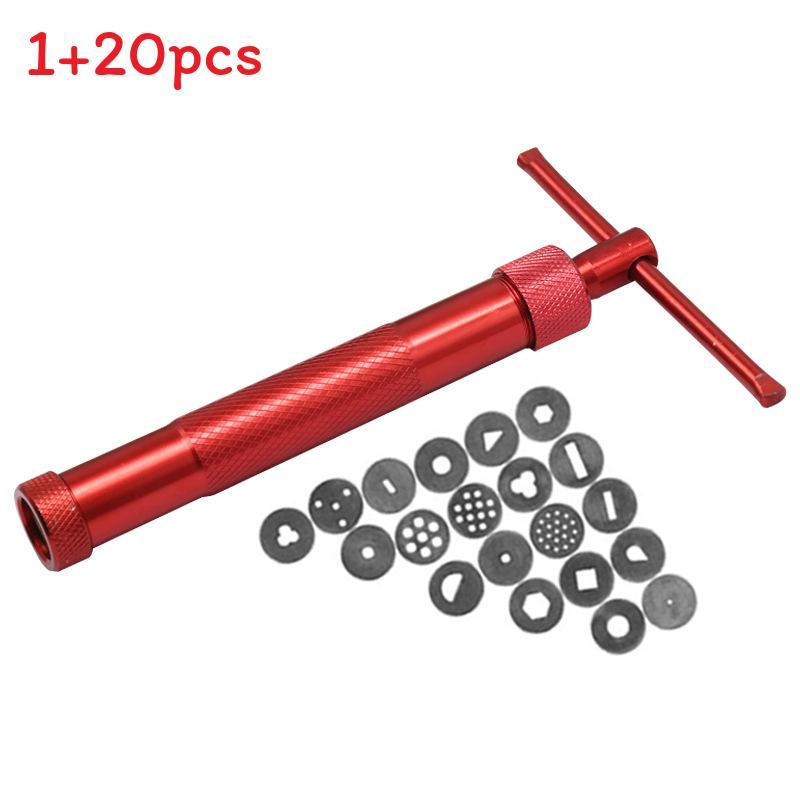 Modern Minimalist Stainless Steel Piping Gun With 20 Floral Nozzles For Baking Creations