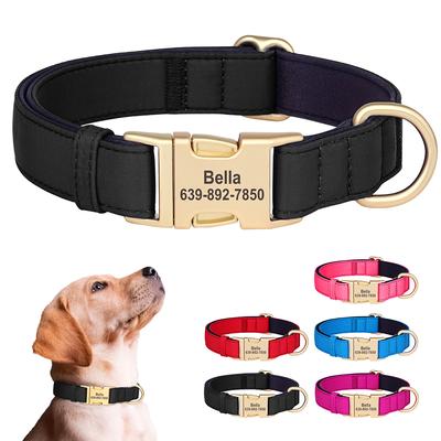 Anpassad Hundhalsband Vattentätt Nylon Valphalsband Personlig Husdjurs-ID Namnskylt Halsband för Små Medelstora Hundar Chihuahua Mops
