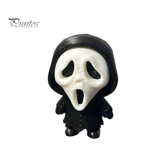 Black Robe Ghost Figurine 3D Printed Scream Face Ornament, Mini Desktop Statue for Halloween Miniature Gift Decoration, Funny Skeleton Home