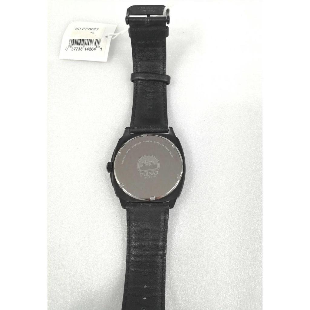 Used PULSAR PP6077 BLK YEL Leather strap Japanese instruction manual not available Quartz watch