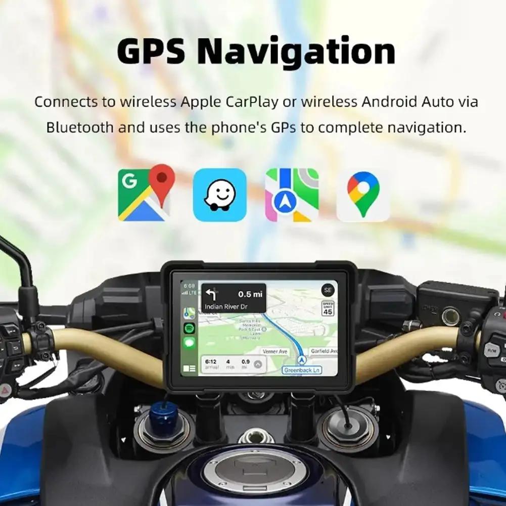 5" Screen Motorcycle Navigation GPS Wireless Apple Carplay Android Auto Motorcycle BT IP67 Waterproof Touch Screen Display