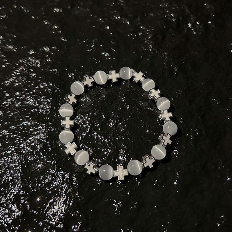 

Trendy Cross Beaded Bracelets For Women Men Ins Style Cat s Eye Stone Couples Bracelets