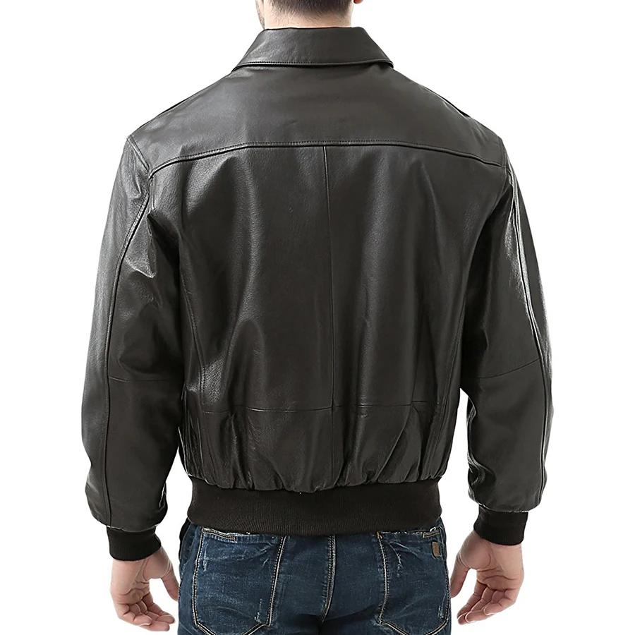 Giacca da uomo Giacca da motociclista in pelle di pecora Bomber in pelle Giacca da volo dell'aeronautica militare Imbottitura in cotone caldo