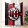 AC Milan Logo with Red Black Stripes Patterned Flannel Blanket Perfect for the Bedroom Living Room, Sofa, or a Little Nap