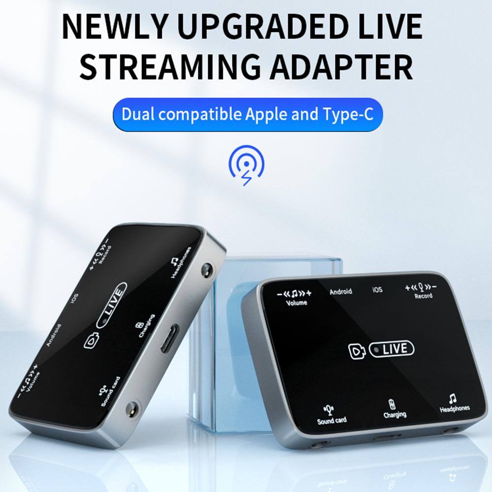

MH319 For 8-Pin iOS/Type-C Android Stereo Live Streaming Converter Sound Card Karaoke Adapter As Shown A