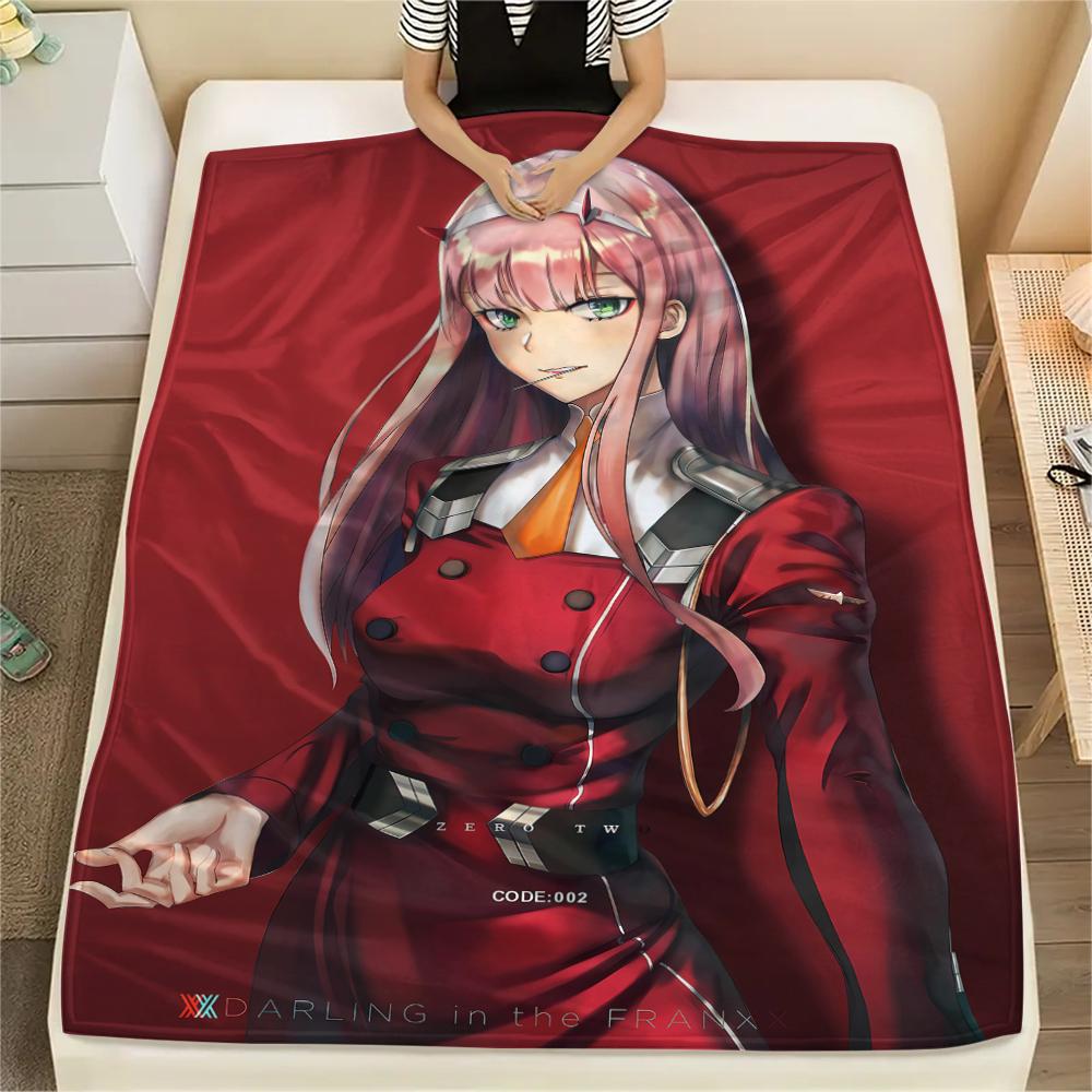 1PC DARLING In the FRANXX Zero Two Print Flannel Blanket, High Quality All Seasons, Home Decor, Warmth and Comfort, Perfect for Christmas Gifts