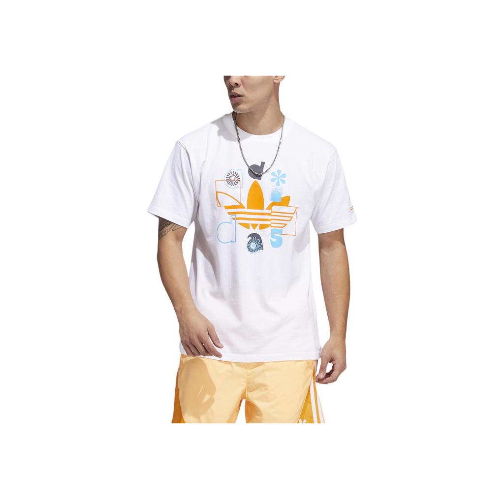 Adidas Originals Trefoil Comfortable Casual Sports Short Sleeve T-Shirt Men Tops White HC2137