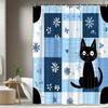 1pc Cartoon Cat And Floral Pattern Shower Curtain Lively And Cute Animal Design Suitable for Bathroom Decoration Polyester Fabri