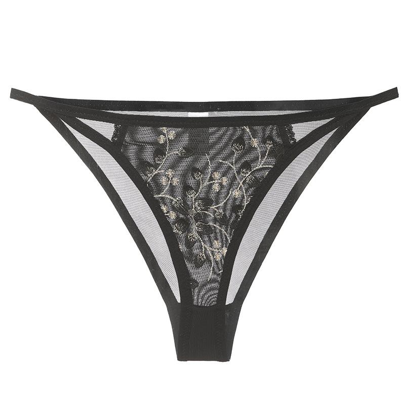 Vrouwen sexy kanten bloemen borduurwerk slipje lage taille mesh verleiding Breifs Franse luxe ondergoed plus size ademende panty