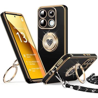 Case Cover - E.F.CONNECTION - For Xiaomi Redmi Note 13 5G - Soft Silicone - Shockproof - With Ring and Lanyard