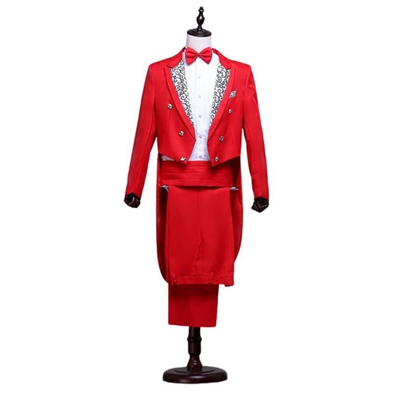 Men's Fit Suit Choral Suit Suit Stage Performance Jacket + Pants 2 Piece Set