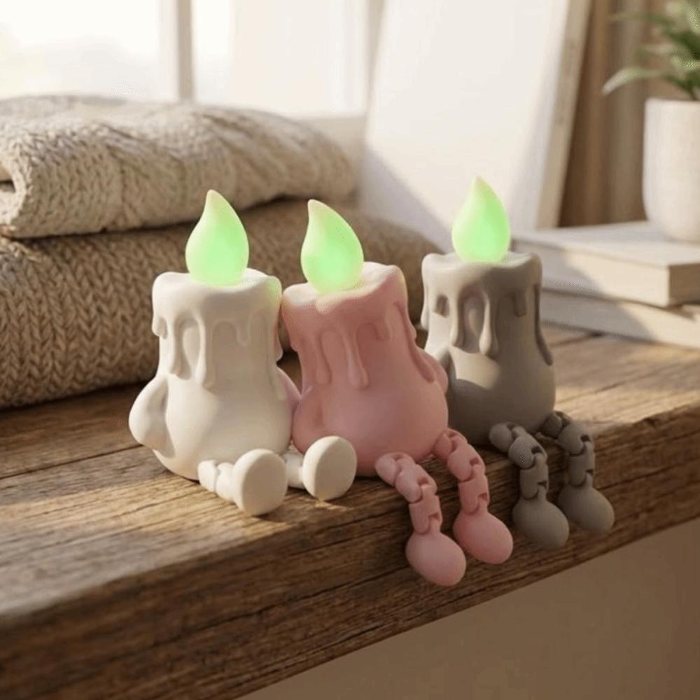 Luminous 3D Printed Candle Figurine Novelty Candle Figure Ornament Desktop Decor