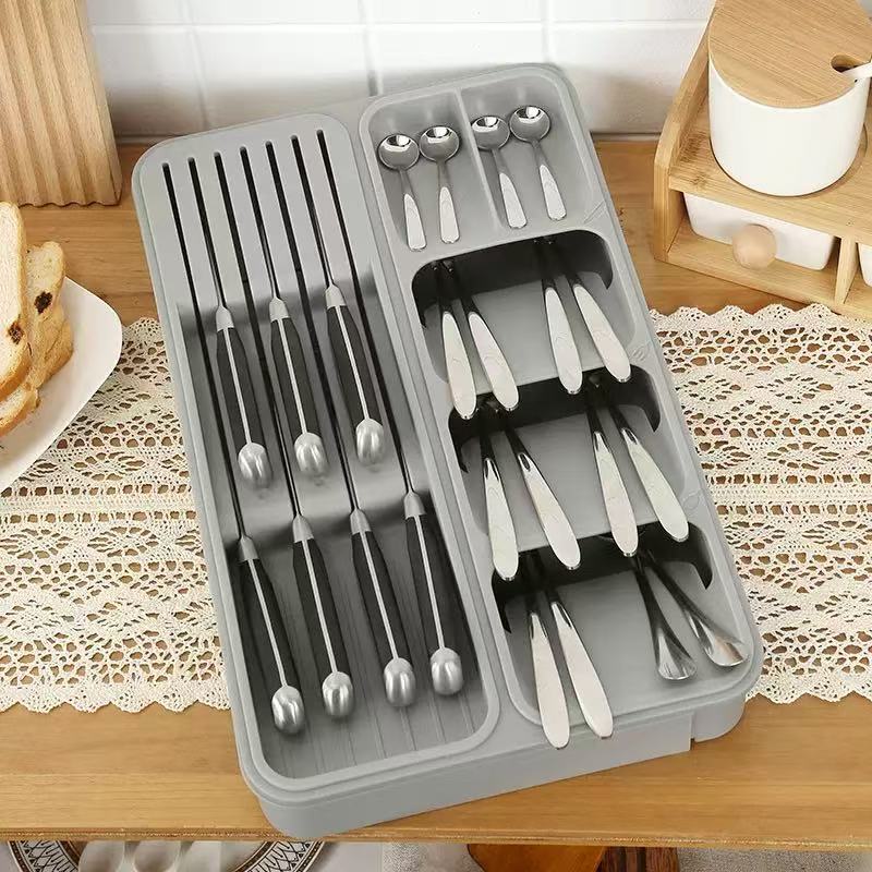 Kitchen Accessories Expandable Tableware Drawer Storage Organizer Tray Plastic Tableware Tray Tableware Tool Organizer