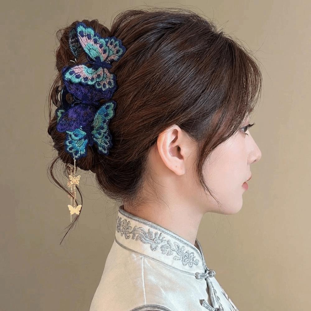 Kniting Butterfly Hair Claw Plastic Large Shark Clip Fashion Hair Grab Clip Women