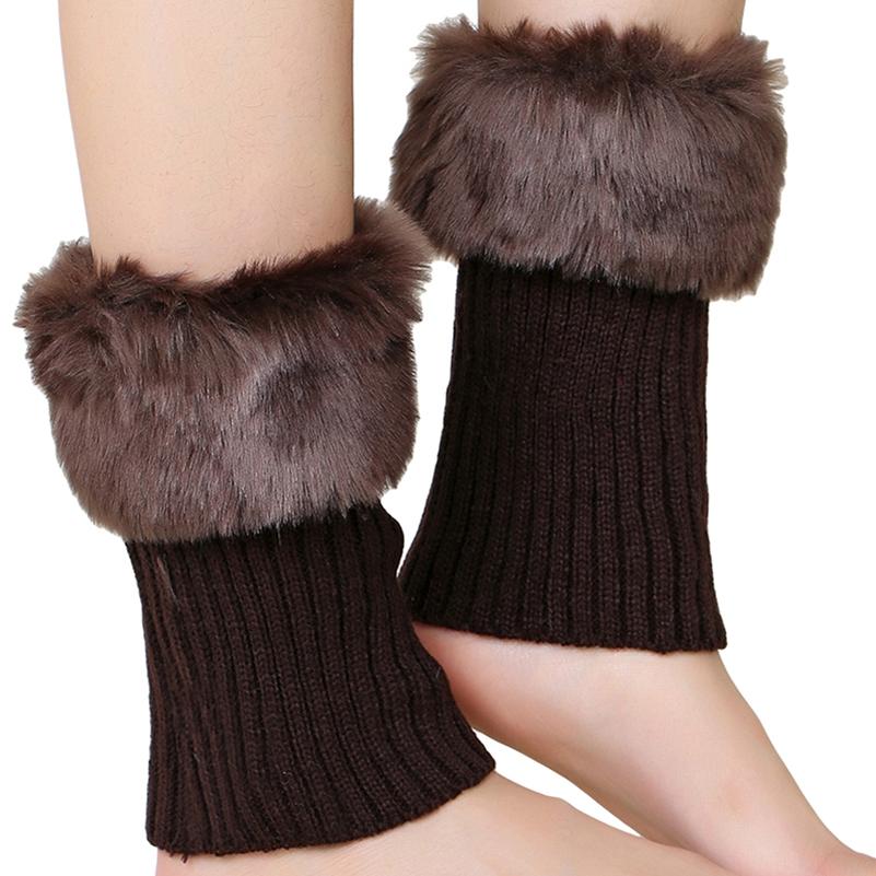 Toppere de iarnă pentru cizme din blană artificială și tricot pentru femei cu manșete tricotate confortabile