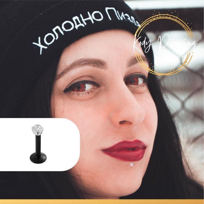 

KODY PIERCING Black Surgical Steel Labret Decorated with a Crystal Set on a 10mm Bioflex Rod