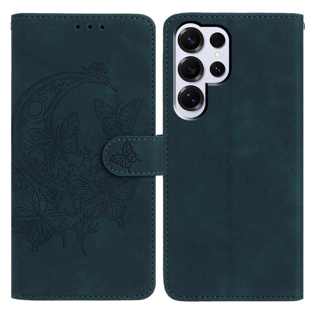 For Samsung Galaxy S25 Ultra Case Butterfly Flower Imprinted PU Leather Wallet Stand Phone Cover