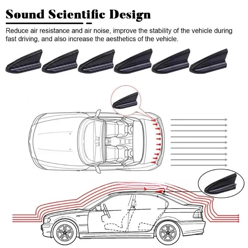 6 stk UV-beskyttet & Værbestandig 6 stk Svart Bil EVO-Stil PP Tak Hai Finner Spoiler Vinge Sett Vortex Generator Hai Antenne
