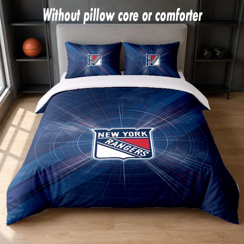 Set Biancheria da Letto Design New York Rangers 1 Copripiumino + 2 Federe Morbido Traspirante Biancheria da Letto per la Casa