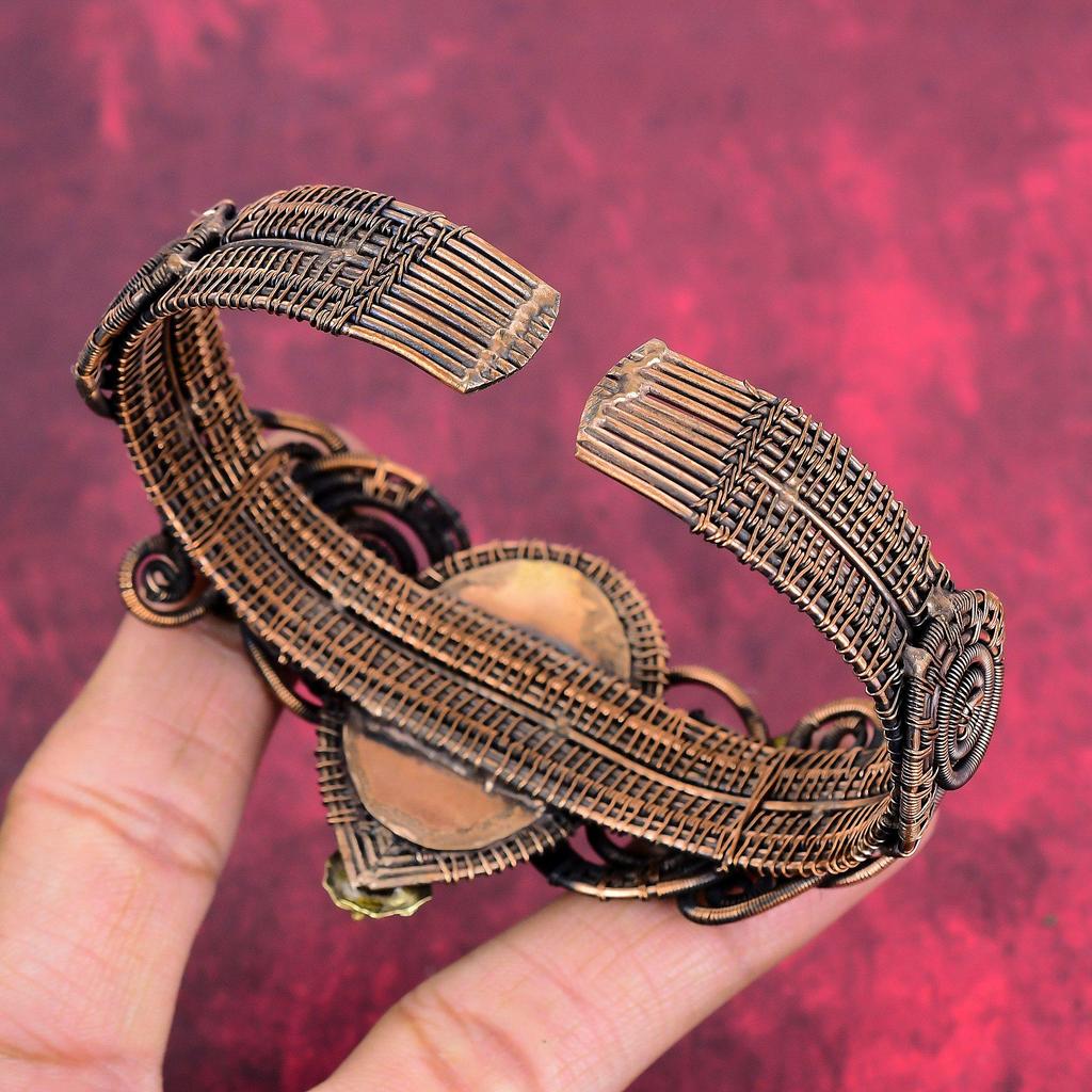 White Buffalo Turquoise Bangle Adjustable Cuff Bracelet Copper Wire Wrapped Gemstone Bangle Handmade Jewelry Flower Bangle Anniversary Gifts