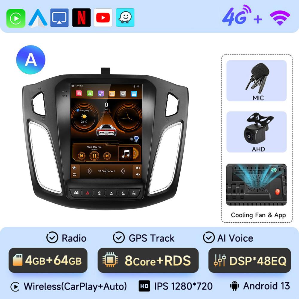 JIUYIN 2 Din 9.7" Android 13 Carplay Car Radio for Ford Focus 3 Mk 3 2011 2012 - 2019 Multimedia Player 2Din GPS Auto Stereo DVD