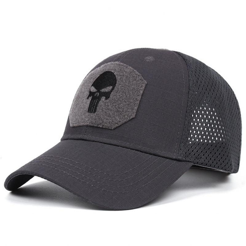 Unisex Skull Embroidered Top with Patch Breathable Baseball Caps Spring and Autumn Outdoor Adjustable Casual Hat Sunscreen Hat