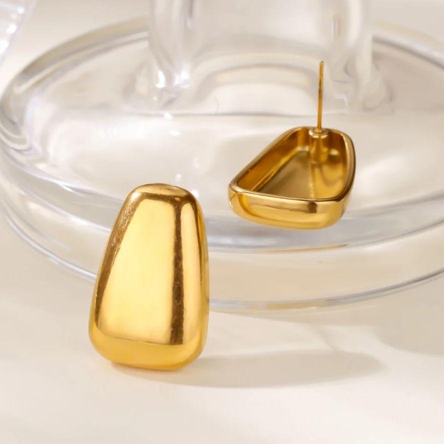 Stainless Steel Geometric Square Stud Earrings For Women Men Gold Color Earrings Vintage Minimalist Piercing Earring Jewelry