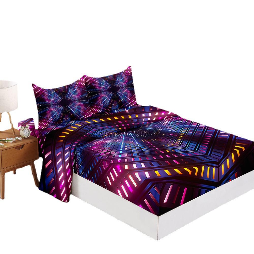 Four-Piece Mattress Set 3D Texture Pattern 3D Digital Printing Kit Mattress Protective Cover