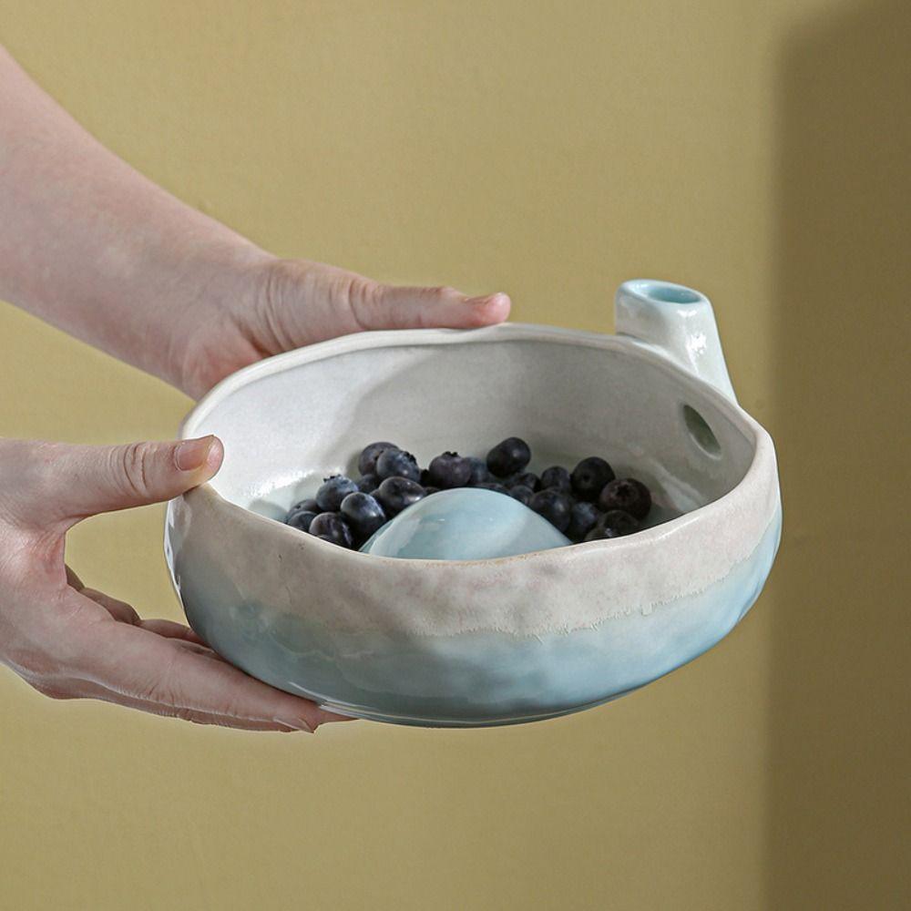 Self-Spinning Ceramic Berry Colander Bowl Easy-clean Berry Swirling Rinse Basin  For Fruits