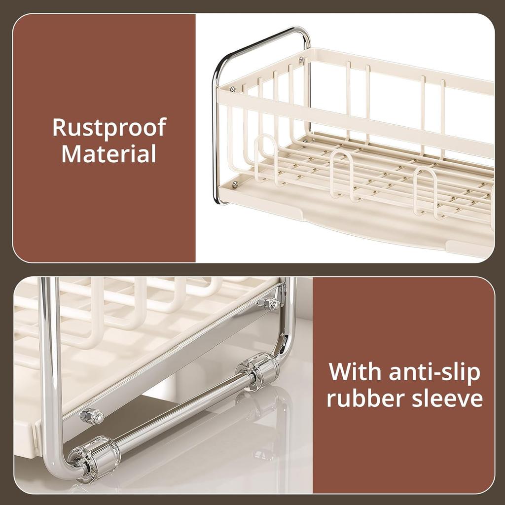 Dish Drying Rack - Compact Dish Drainer for Kitchen Counter with Dishwashing Holder, Drying Organization Storage Sink Rack