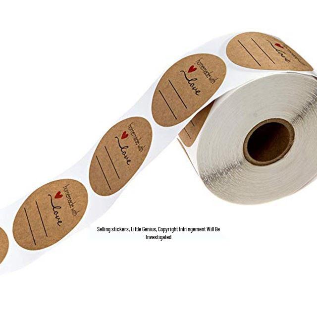 Kraft Paper Stickers, 500 Sheets/Roll: Self-Adhesive Labels for DIY Handwritten Marking, Handmade Baking, and Takeaway Sealing