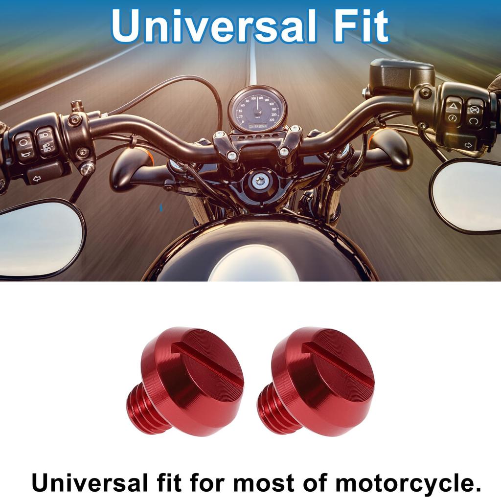 Ein ABSOPRO Motorrad Spiegel Lochstopfen Linke Hand M8x1.25 Motorrad Rückspiegel Schraube Rot 2 Stück