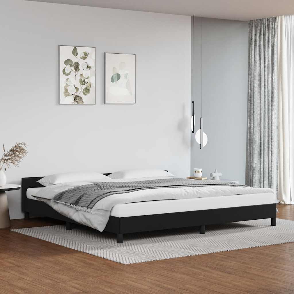 Vidaxl Bed Frame with Headboard Without Mattress, Black, 200X200 Cm