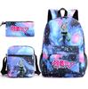 3Pcs/set Anime Cartoon Hatsune Miku Printed Backpack with Shoulder Bag Pencil Case for Teenager Student Boy Girl Large Capacity Waterproof Schoolbag