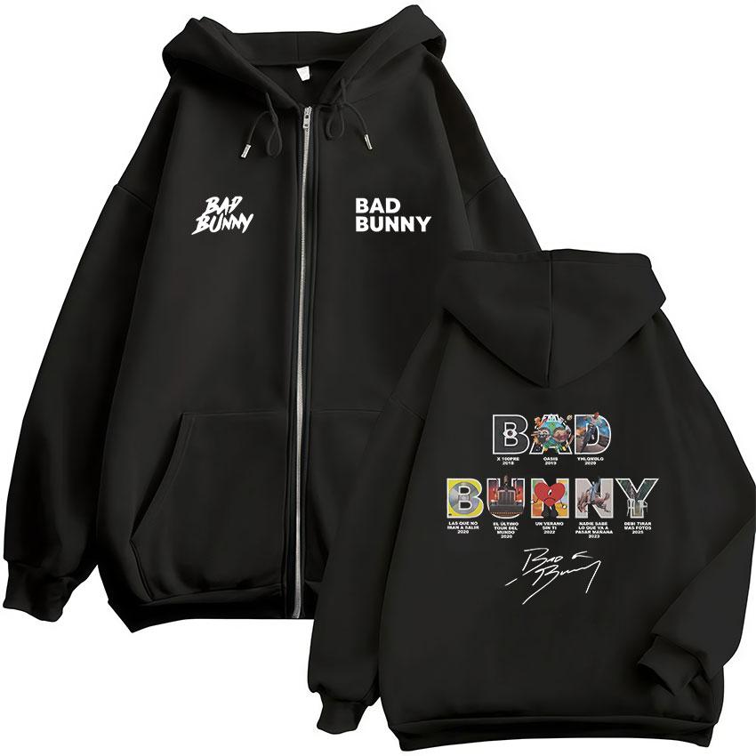 

Rapper Bad Bunny Debi Remove More Photos DTMF2026 Luxury Fashion Mens Womens Long Sleeve Pure Cotton Zipper Sweatshirt S
