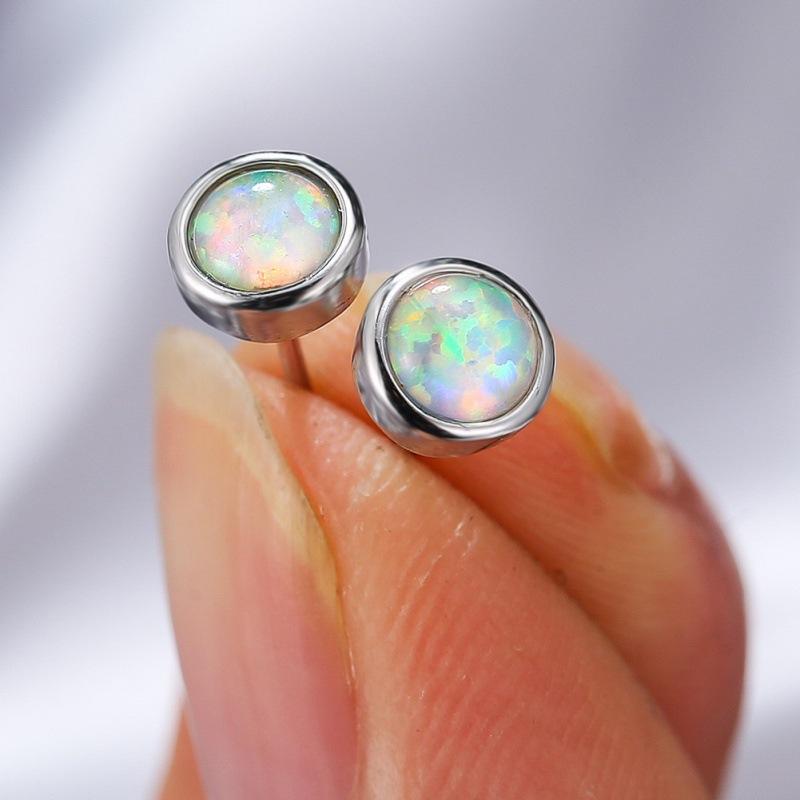 Hot push platinum blue round stud earrings, simple and shining personality trend niche versatile luxury earrings