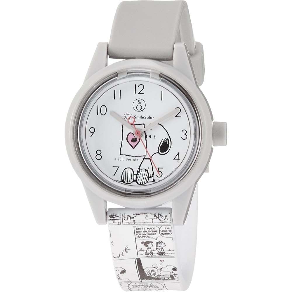 Q&Q SmileSolar Analog Solar Watch Snoopy Waterproof with Urethane Strap White