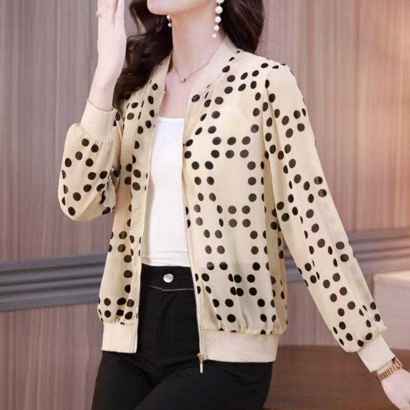 

Mother s Fashionable Yellow Polka Dot Chiffon Cardigan - Long-Sleeve Plus Size Loose Spring Jacket 2022 L