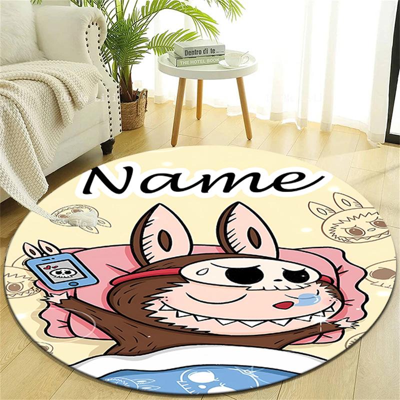 Personalized L-Labubu Round Chair Office Rug - Perfect for Mat, Office Chair & More - Ideal Gift for Birthdays and Holidays