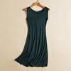 Robe Longue Sans Manches Élégante pour Femme en Soie de Mûrier avec Ourlet Large - Couleur Unie, Grande Taille pour le Trajet Quotidien